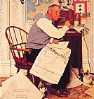 Norman Rockwell Man Charting War Maneuvers painting
